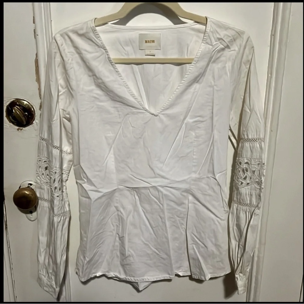 Vintage Western Shirt lace peasant sleeve  cottage boho fairy top